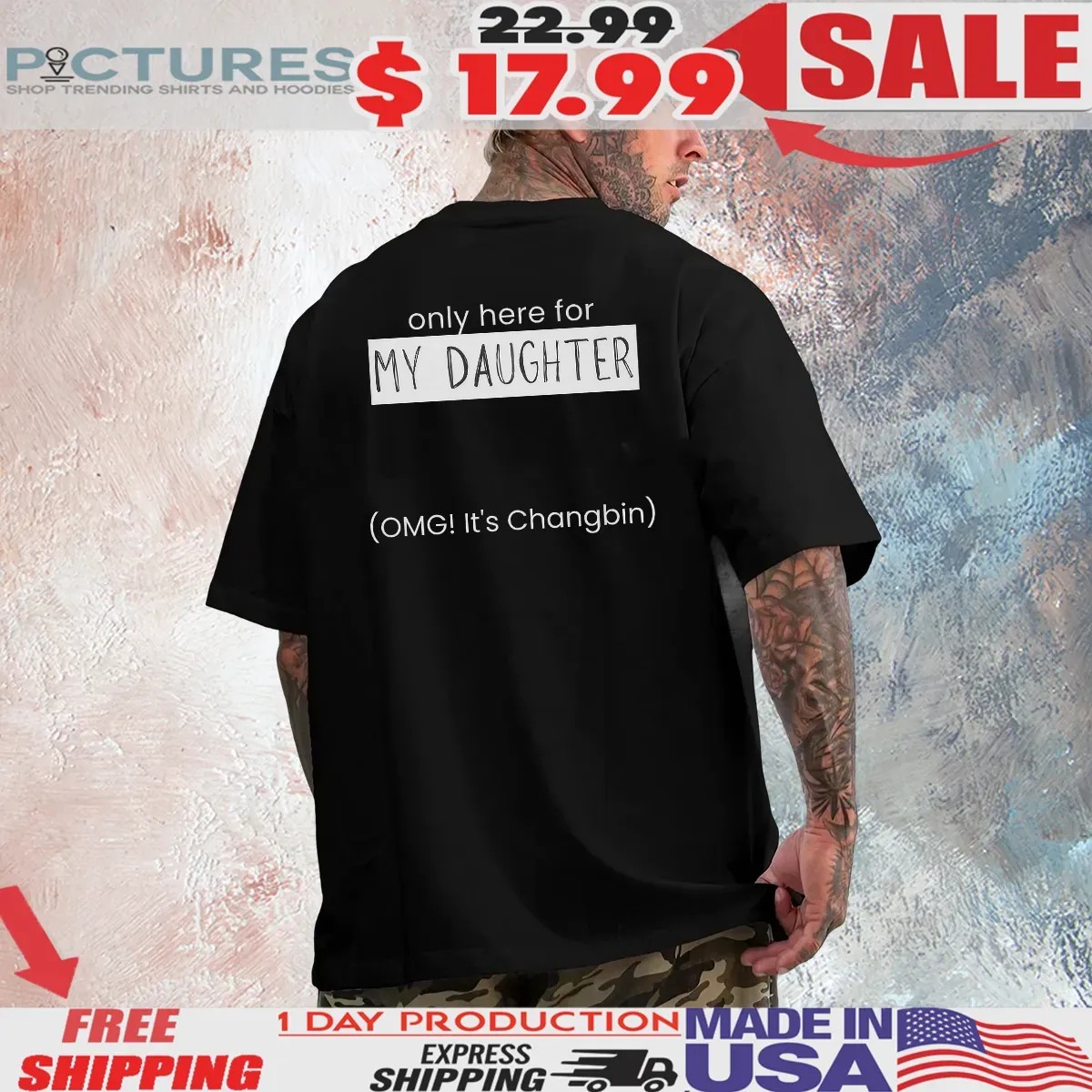 Only Here For My Daughter Omg It’s Changbin Stray Kids Bias Concert Customized T Shirt