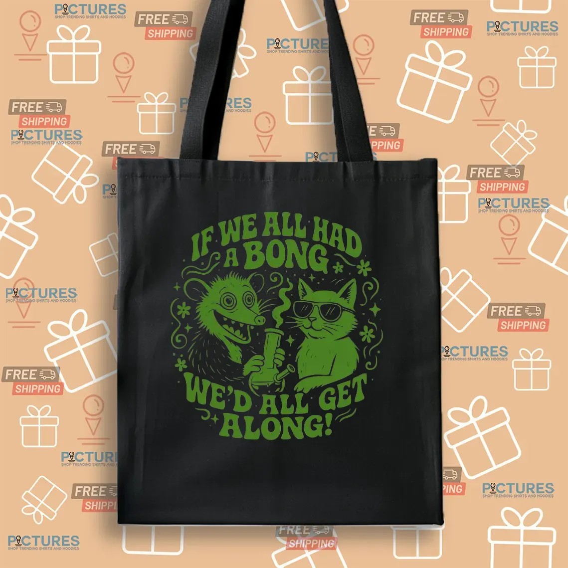 Opossum And Cat If We All Had A Bong We'd All Get Along T Shirt
