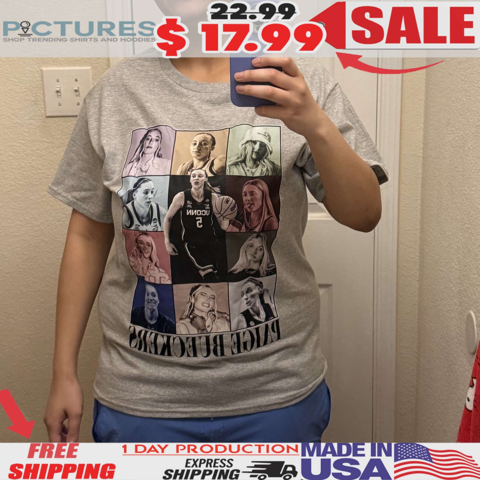 Paige Bueckers Dallas Wings Basketball The Eras Tour Parody T Shirt