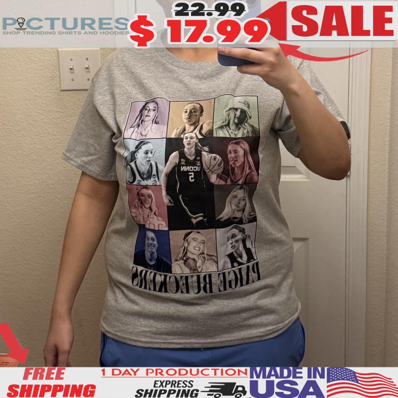 Paige Bueckers Dallas Wings Basketball The Eras Tour Parody T Shirt