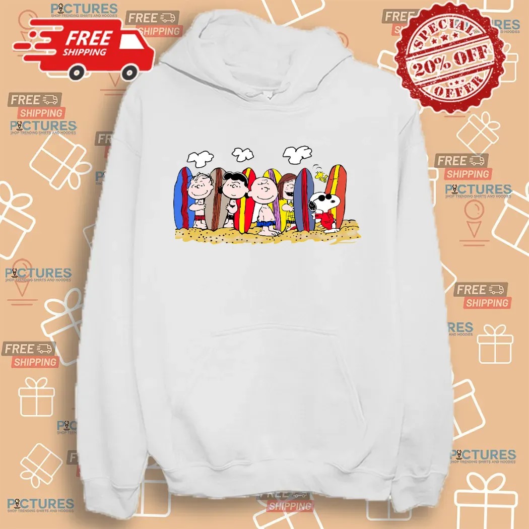 Peanuts Beach Surfing Squad Charlie Brown and Snoopy Summer T Shirt