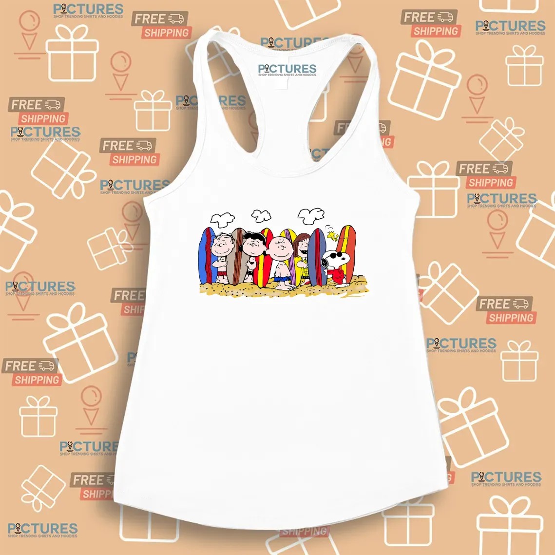 Peanuts Beach Surfing Squad Charlie Brown and Snoopy Summer T Shirt