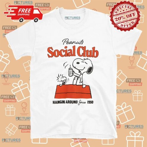 Peanuts Snoopy and Woodstock Social Club Hanging Around Since 1950 T Shirt