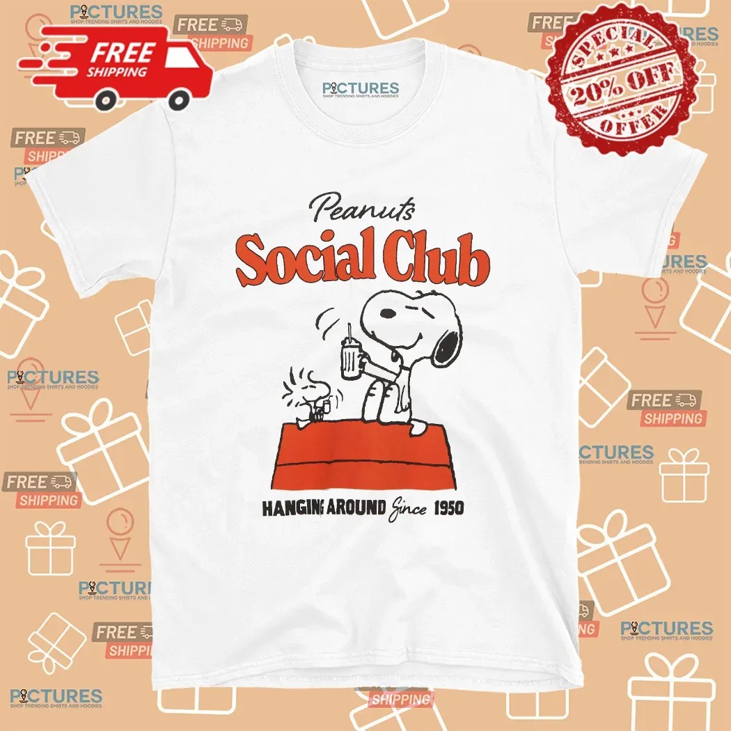 Peanuts Snoopy and Woodstock Social Club Hanging Around Since 1950 T Shirt