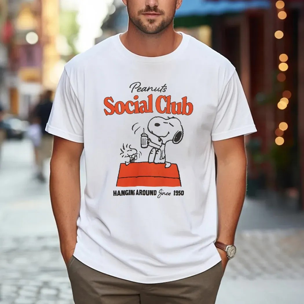 Peanuts Snoopy and Woodstock Social Club Hanging Around Since 1950 T Shirt