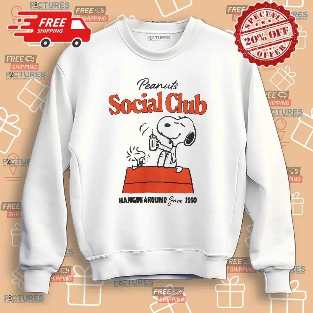 Peanuts Snoopy and Woodstock Social Club Hanging Around Since 1950 T Shirt