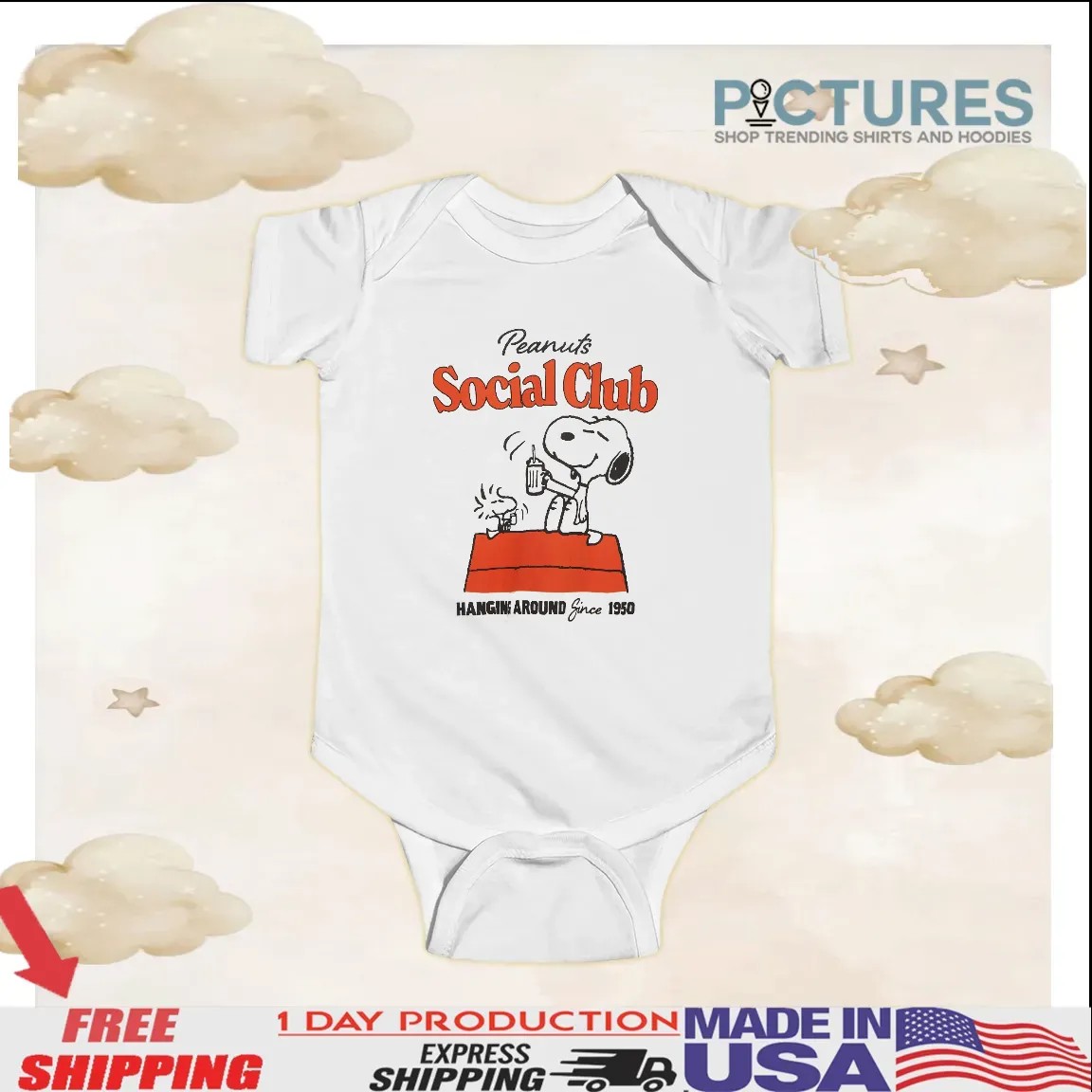 Peanuts Snoopy and Woodstock Social Club Hanging Around Since 1950 T Shirt