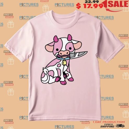 Pink Cow Knife Meme T Shirt