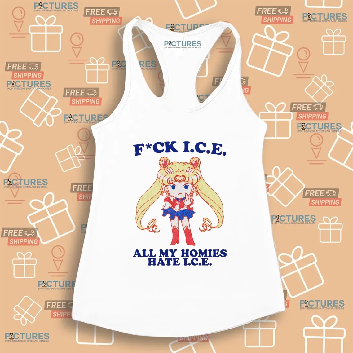 Sailor Moon Fuck Ice All My Homies Hate I.C.E T Shirt