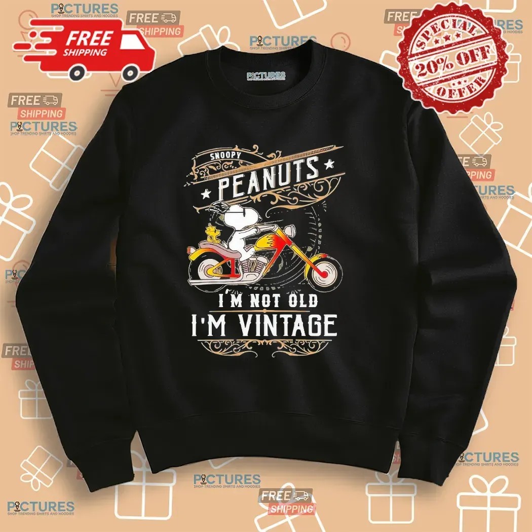 Snoopy The Peanuts Riding Motorcycle I’m Not Old I’m Vintage T Shirt