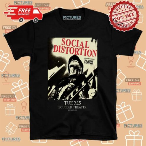 Social Distortion With Plague Vendor Jul 15 2025 In Boulder Theater CO T Shirt