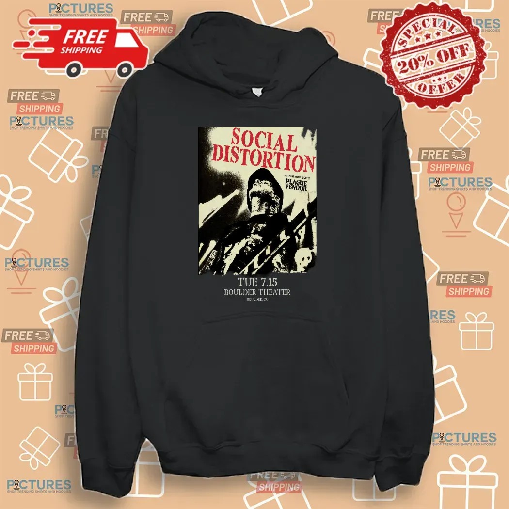 Social Distortion With Plague Vendor Jul 15 2025 In Boulder Theater CO T Shirt Social Distortion With Plague Vendor Jul 15 2025 In Boulder Theater CO T Shirt