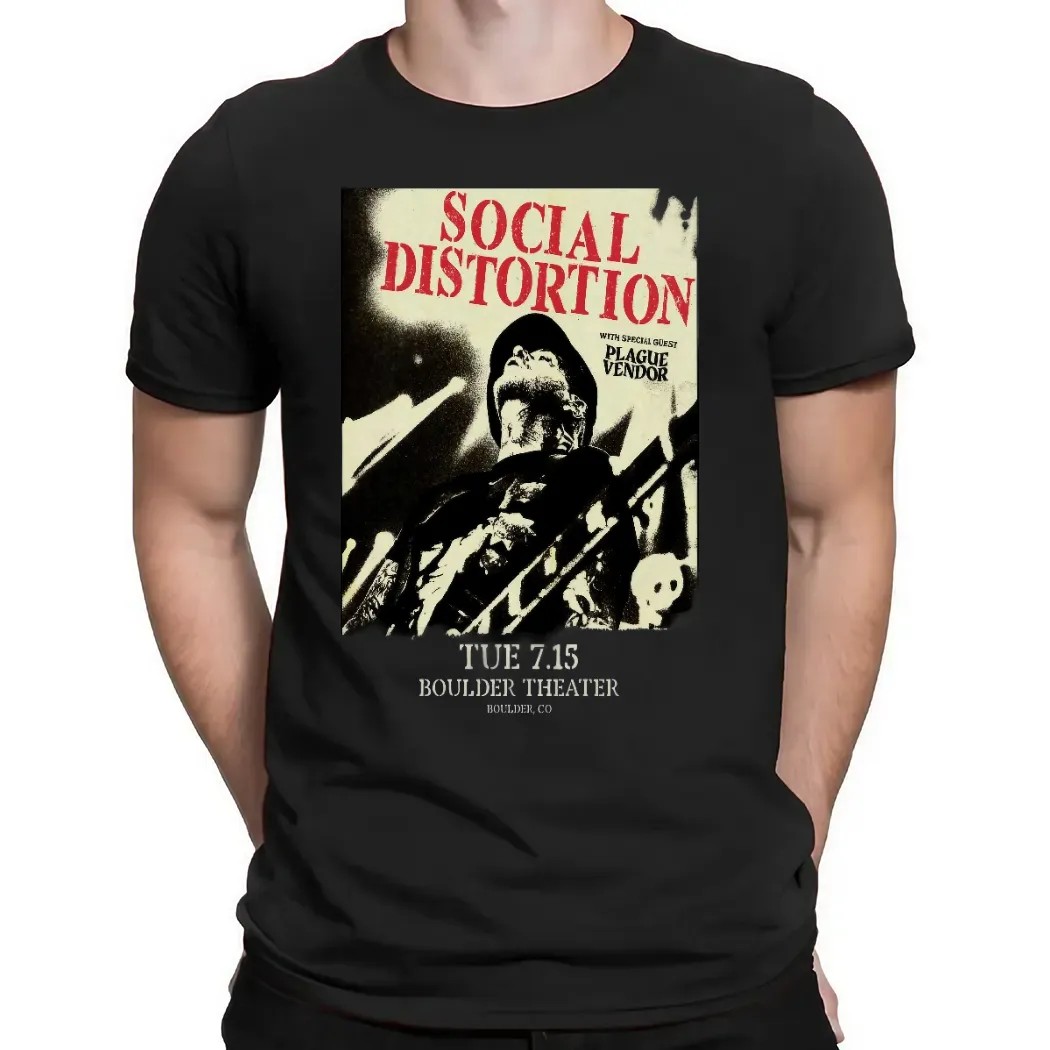 Social Distortion With Plague Vendor Jul 15 2025 In Boulder Theater CO T Shirt Social Distortion With Plague Vendor Jul 15 2025 In Boulder Theater CO T Shirt