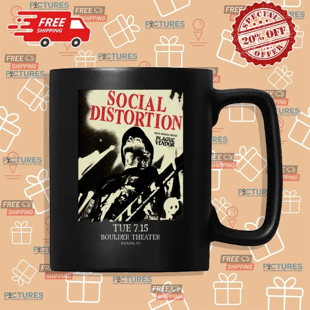 Social Distortion With Plague Vendor Jul 15 2025 In Boulder Theater CO T Shirt Social Distortion With Plague Vendor Jul 15 2025 In Boulder Theater CO T Shirt