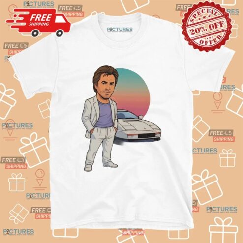 Sonny Crockett Miami Vice Car Caricature Vintage T Shirt
