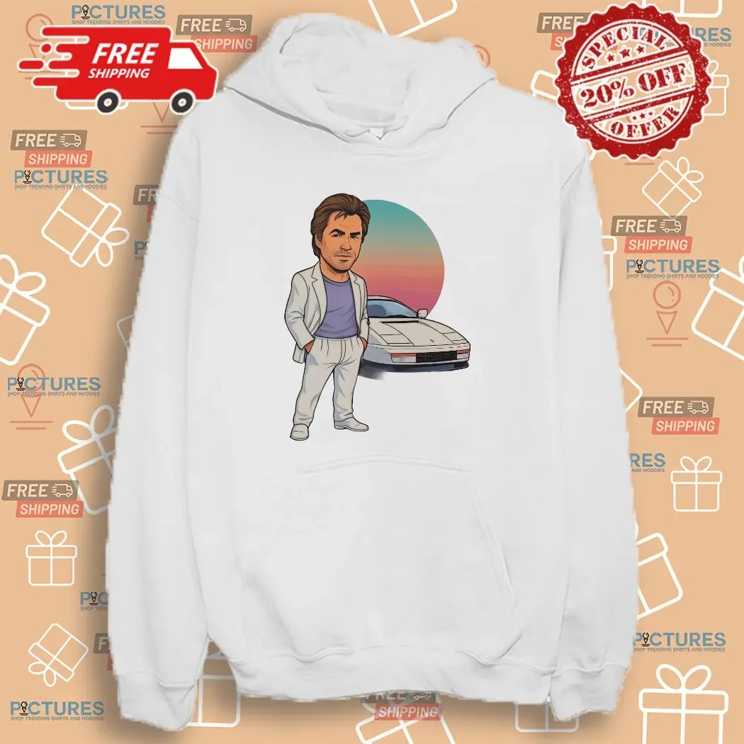 Sonny Crockett Miami Vice Car Caricature Vintage T Shirt