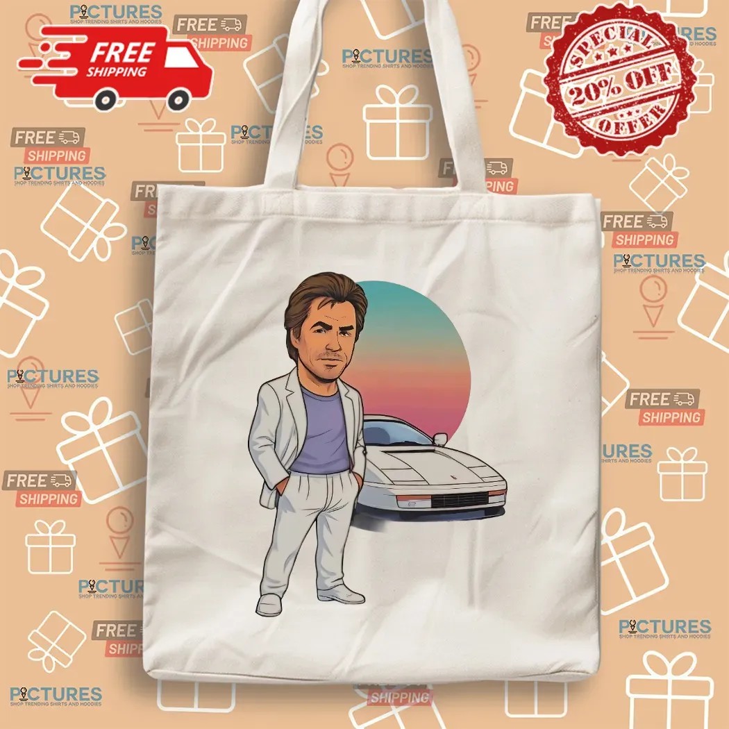 Sonny Crockett Miami Vice Car Caricature Vintage T Shirt