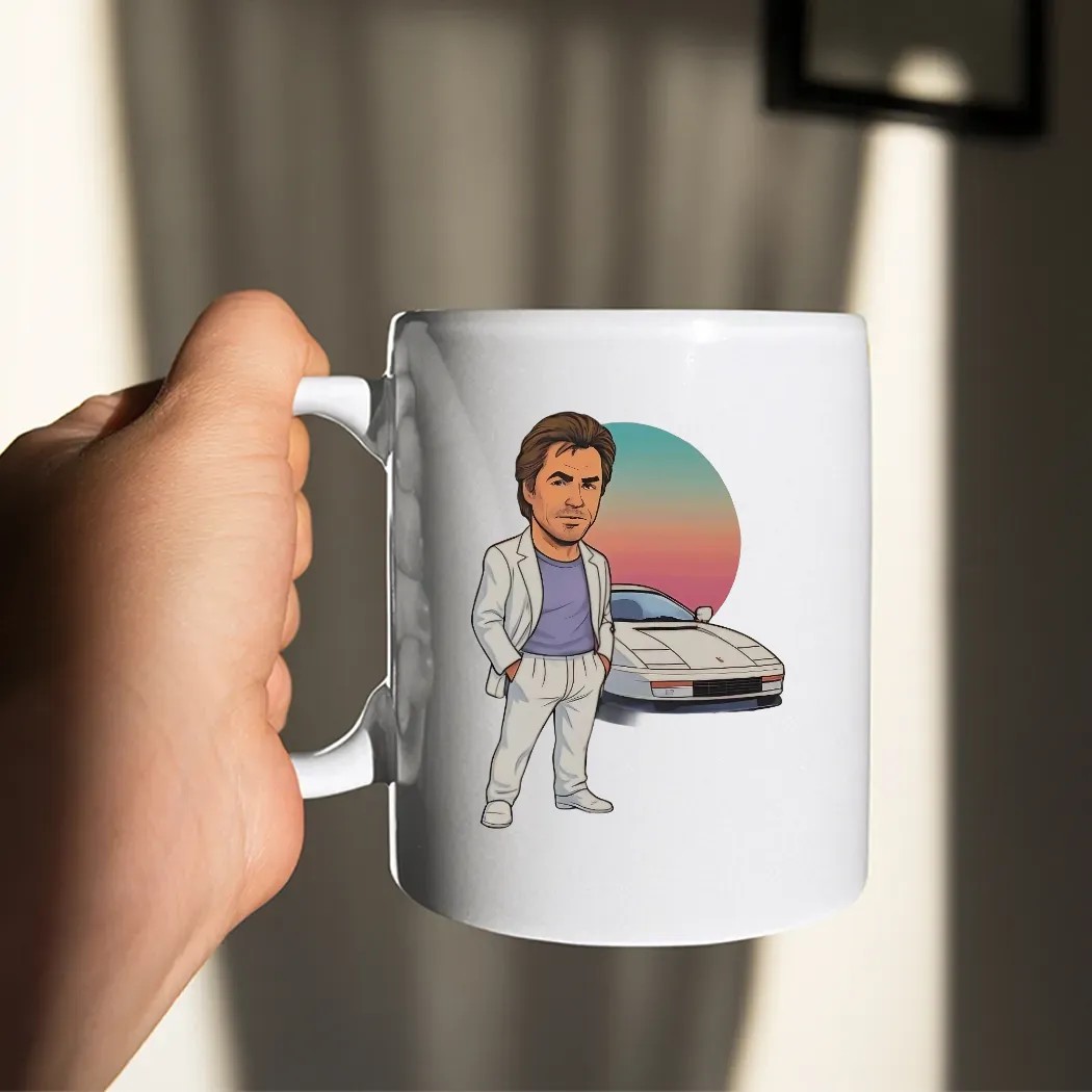Sonny Crockett Miami Vice Car Caricature Vintage T Shirt