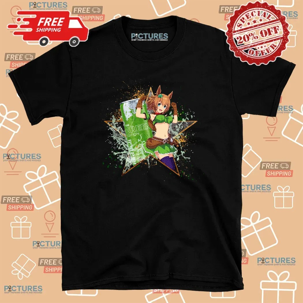 Taiki Shuttle Umamusume Pretty Derby Red Bull Green Edition Energy Drink Anime Mashup T Shirt