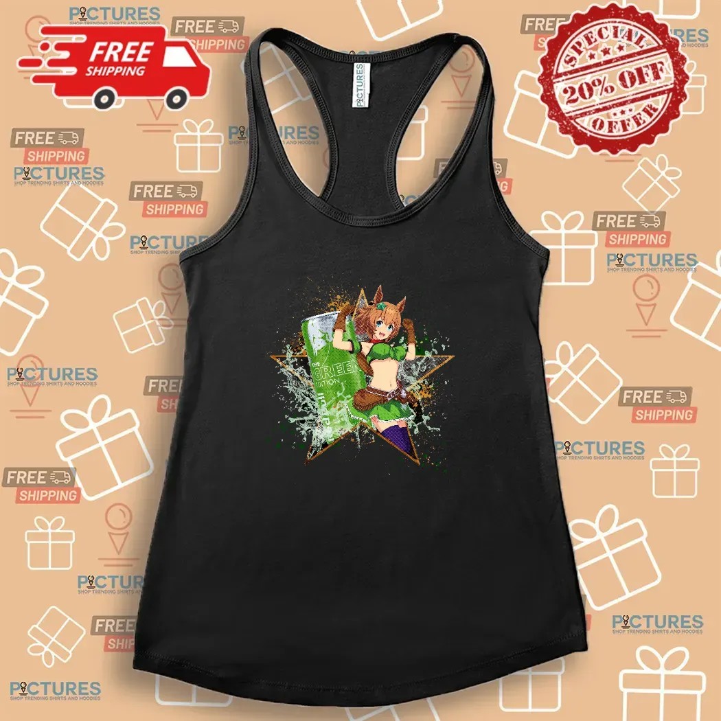 Taiki Shuttle Umamusume Pretty Derby Red Bull Green Edition Energy Drink Anime Mashup T Shirt
