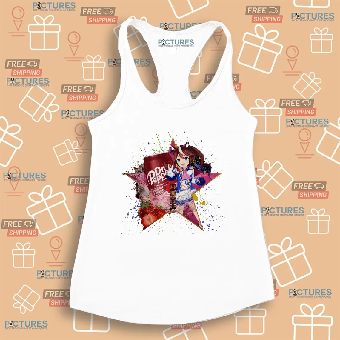 Tokai Teio Umamusume Dr Pepper Strawberries Cream Drink Anime Mashup T Shirt
