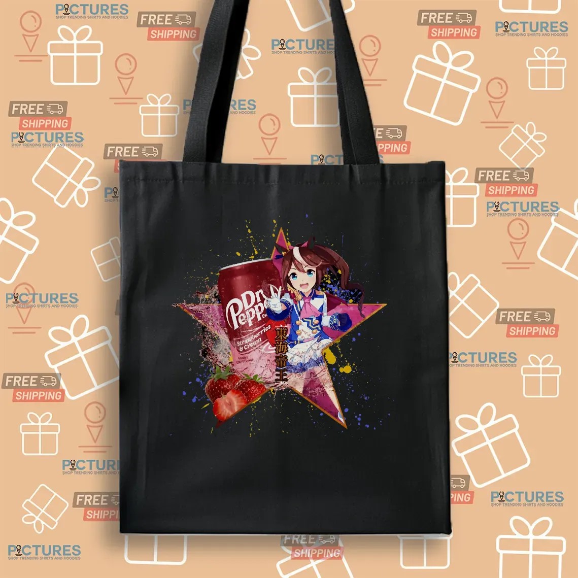 Tokai Teio Umamusume Pretty Derby Dr Pepper Strawberries Cream Anime T Shirt Tokai Teio Umamusume Pretty Derby Dr Pepper Strawberries Cream Anime T Shirt