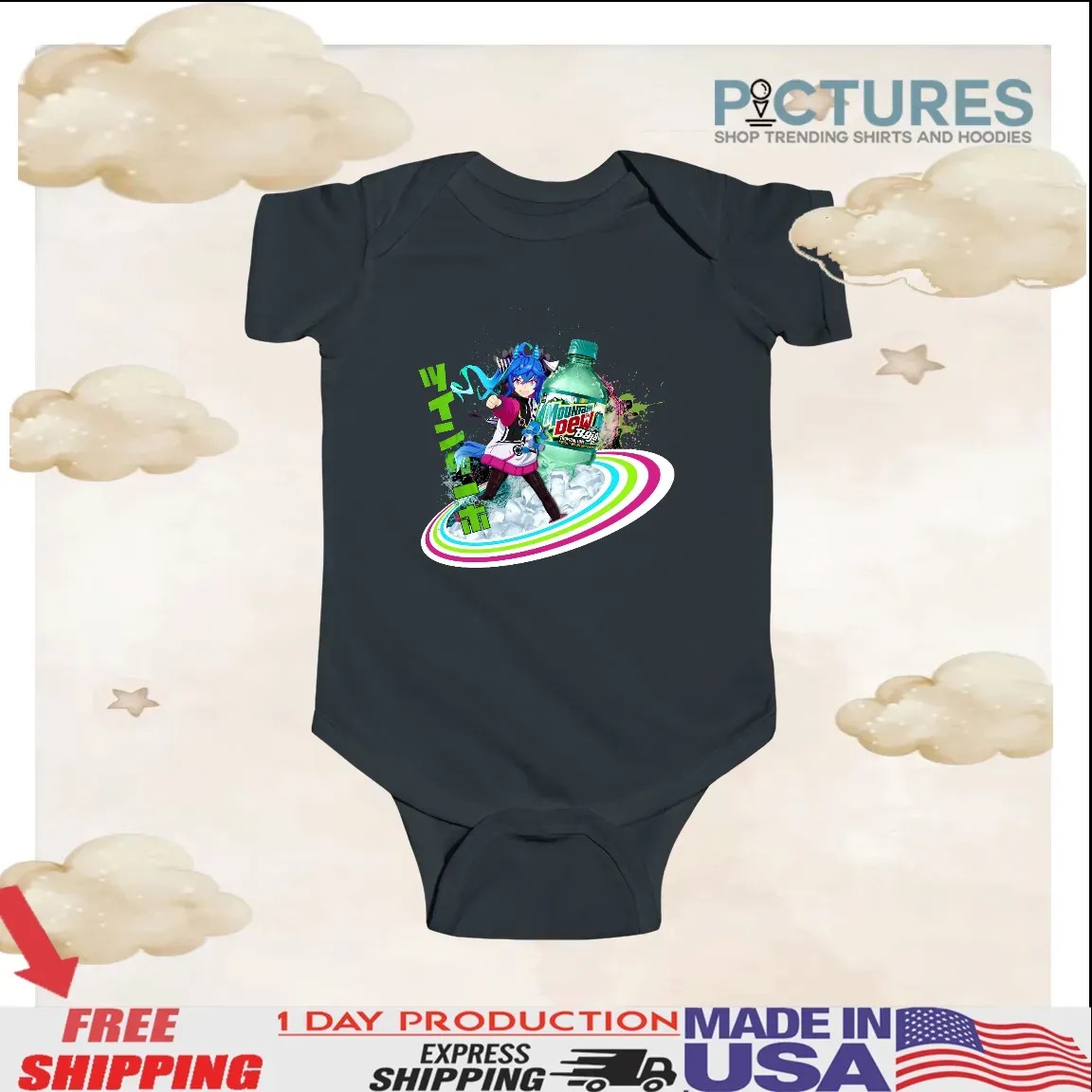 Twin Turbo Uma Musume Mountain Dew Baja Blast Mashup T Shirt