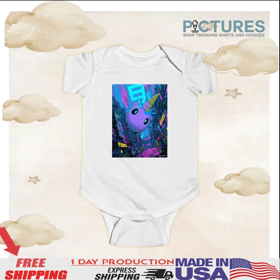 Unicorn Fart Dust Neon Dystopia Street Graphic Shirt