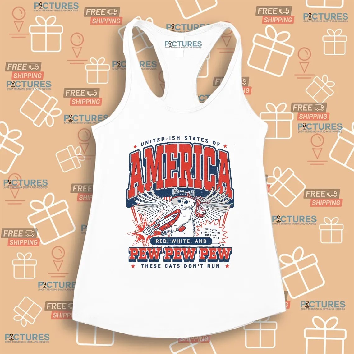 United-ish States Of America Red White And Pew Pew Pew These Cats Don't Run T Shirt