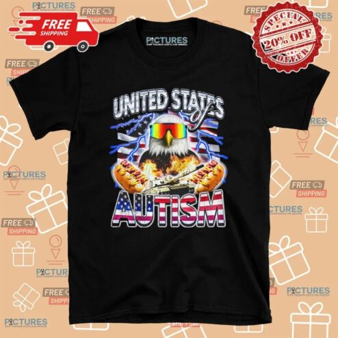 United States Of Autism Eagle Hotdog Tank Vintage Bootleg T Shirt