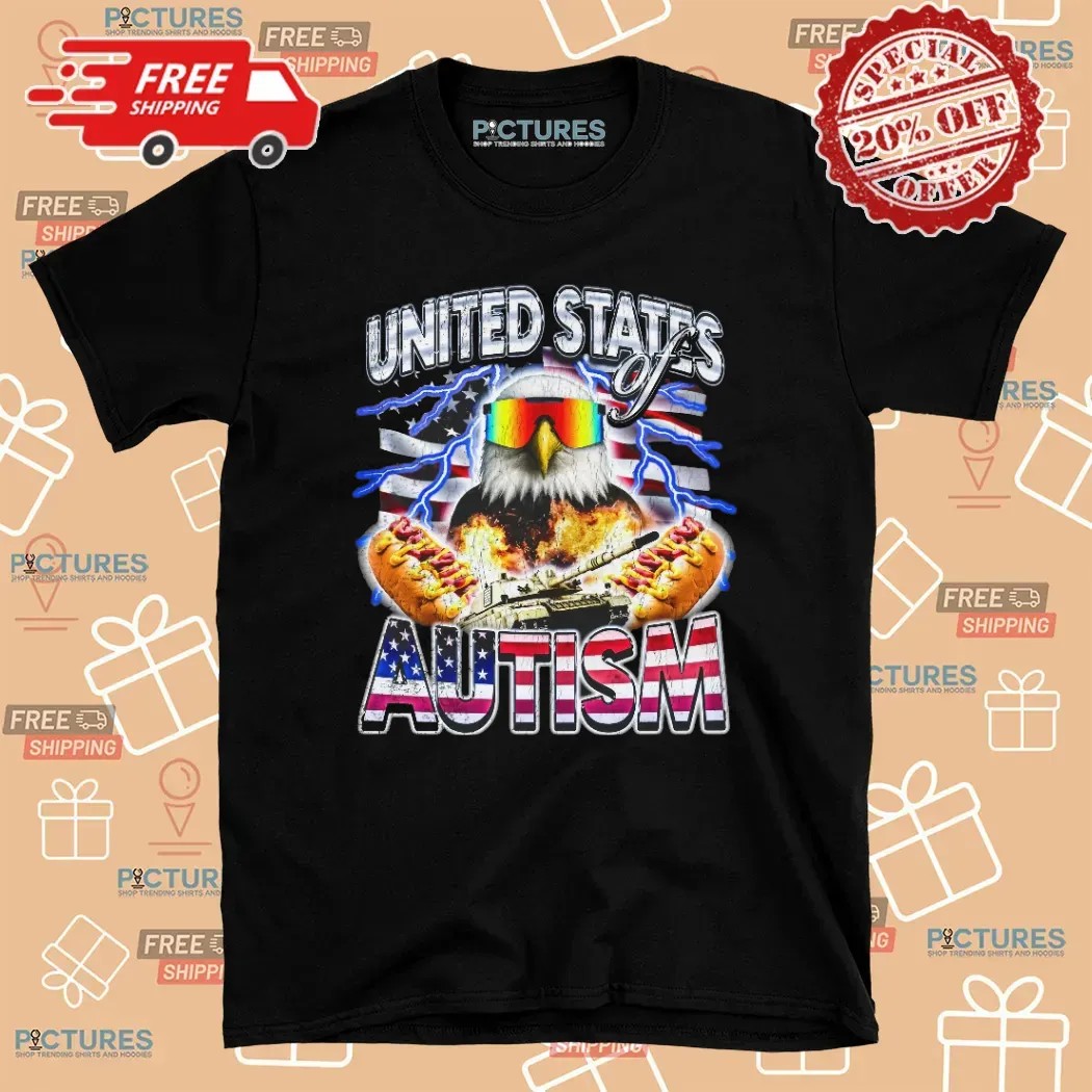United States Of Autism Eagle Hotdog Tank Vintage Bootleg T Shirt