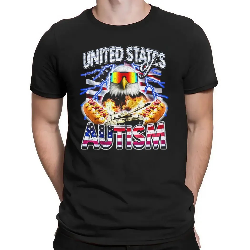 United States Of Autism Eagle Hotdog Tank Vintage Bootleg T Shirt