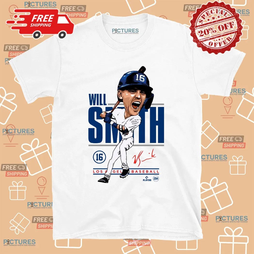 Will Smith Dodgers Caricature Signature T Shirt Will Smith Dodgers Caricature Signature T Shirt