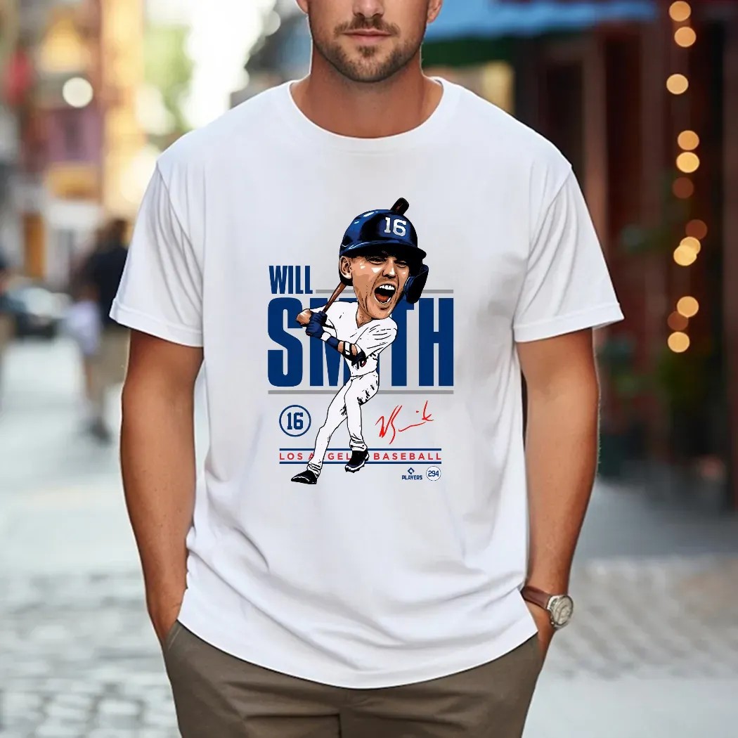 Will Smith Dodgers Caricature Signature T Shirt Will Smith Dodgers Caricature Signature T Shirt