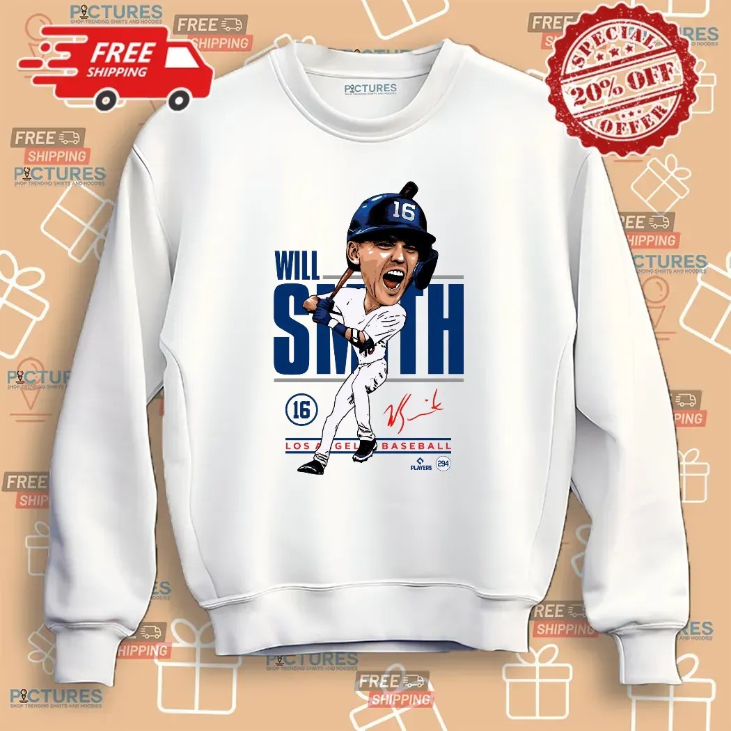 Will Smith Dodgers Caricature Signature T Shirt Will Smith Dodgers Caricature Signature T Shirt