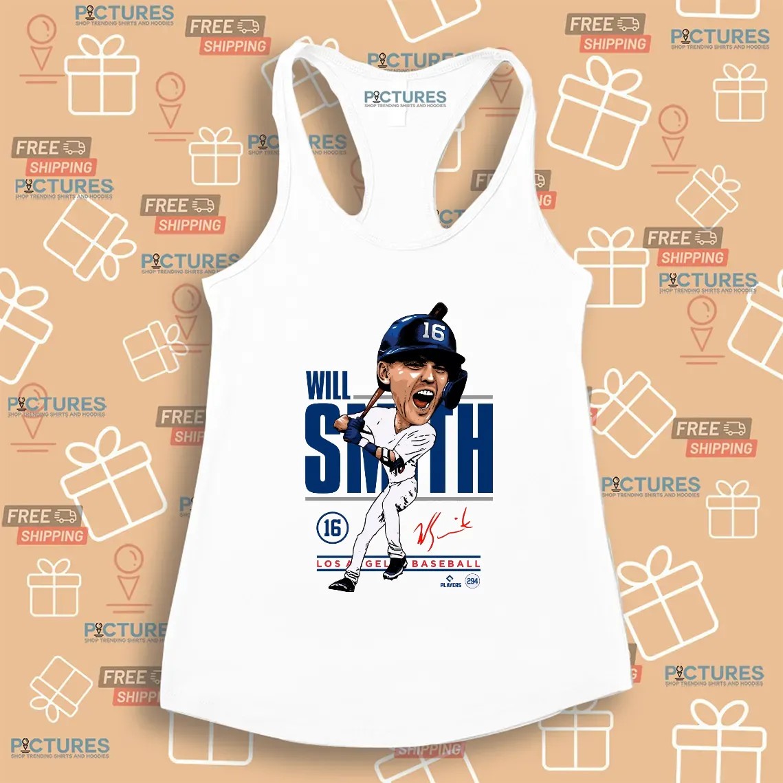 Will Smith Dodgers Caricature Signature T Shirt Will Smith Dodgers Caricature Signature T Shirt