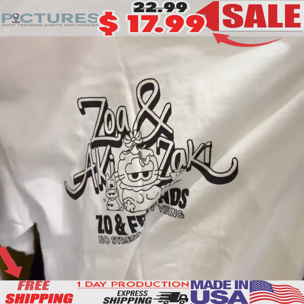 Zo&friends Zoa And Aki Zaki No Stress GD Fan T Shirt