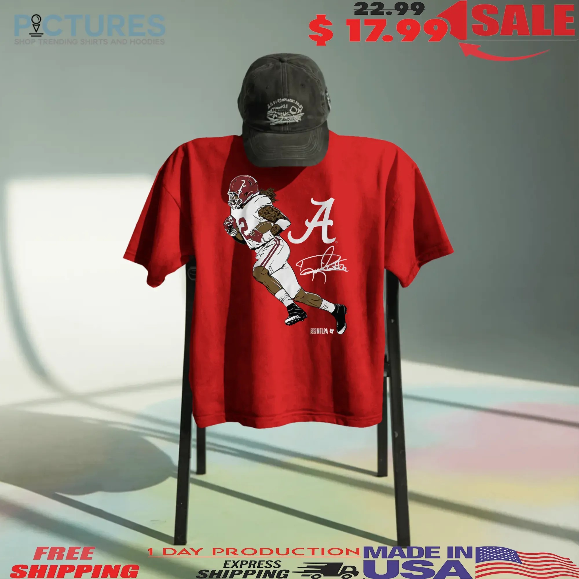 Alabama Crimson Tide Football Derrick Henry Superstar Pose Signature T Shirt