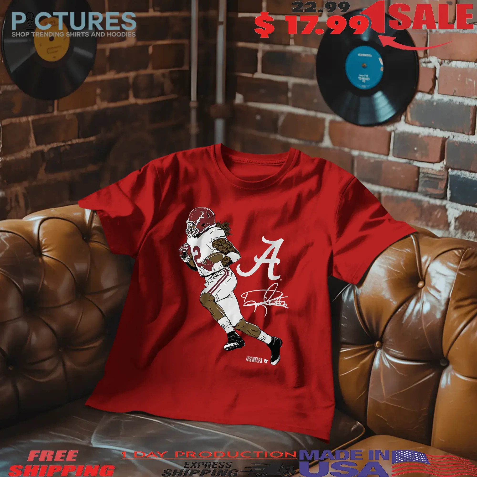 Alabama Crimson Tide Football Derrick Henry Superstar Pose Signature T Shirt