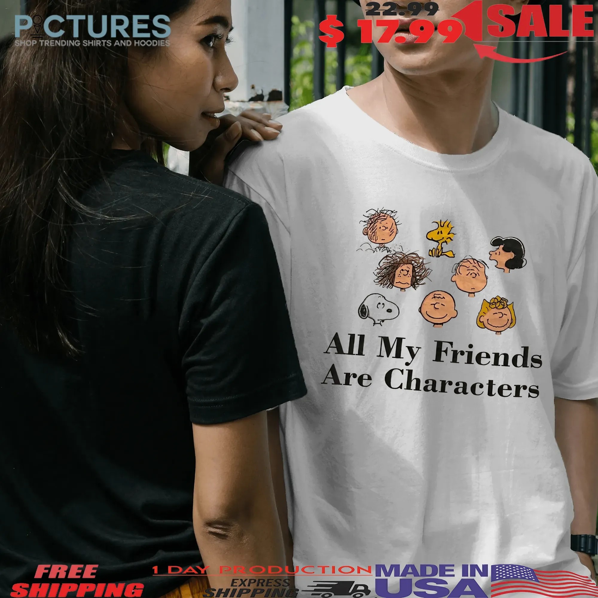 All My Friends Are Characters Snoopy Charlie Brown And The Peanuts Friends T Shirt