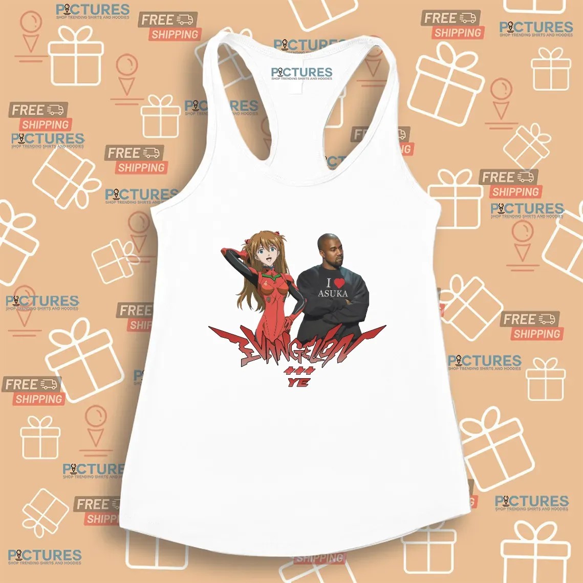 Asuka Evangelion And Kanye West Wearing I Love Asuka T Shirt