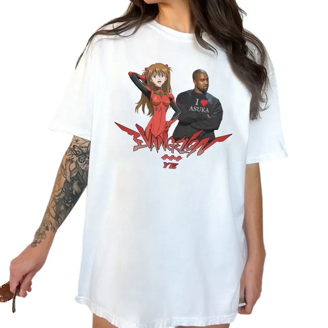 Asuka Evangelion And Kanye West Wearing I Love Asuka T Shirt