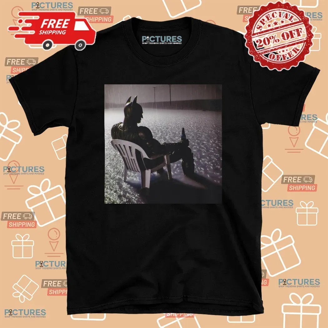 Batman Sitting In The Rain A Night Off Retro Photo T Shirt