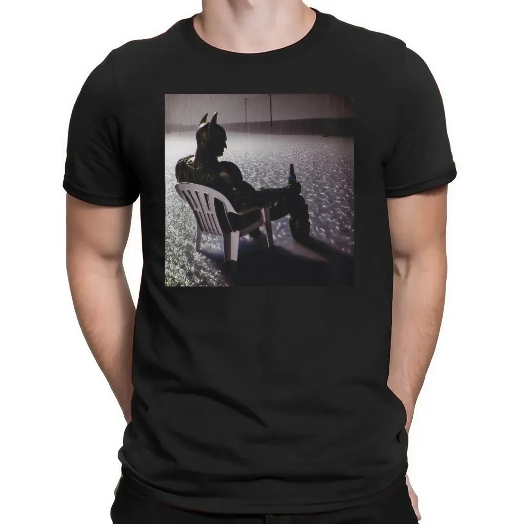 Batman Sitting In The Rain A Night Off Retro Photo T Shirt