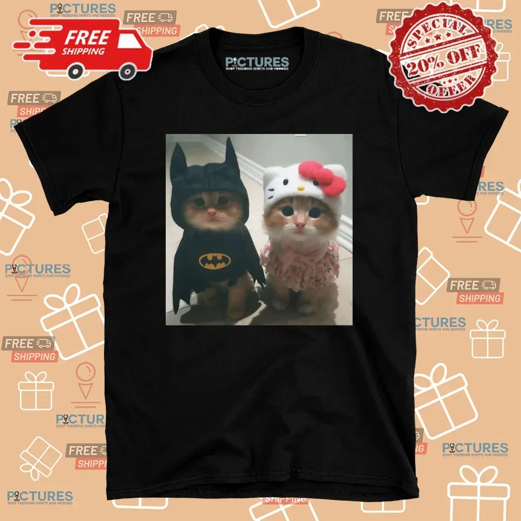 Batman and Hello Kitty Cats Cosplay Kittens Graphic T Shirt