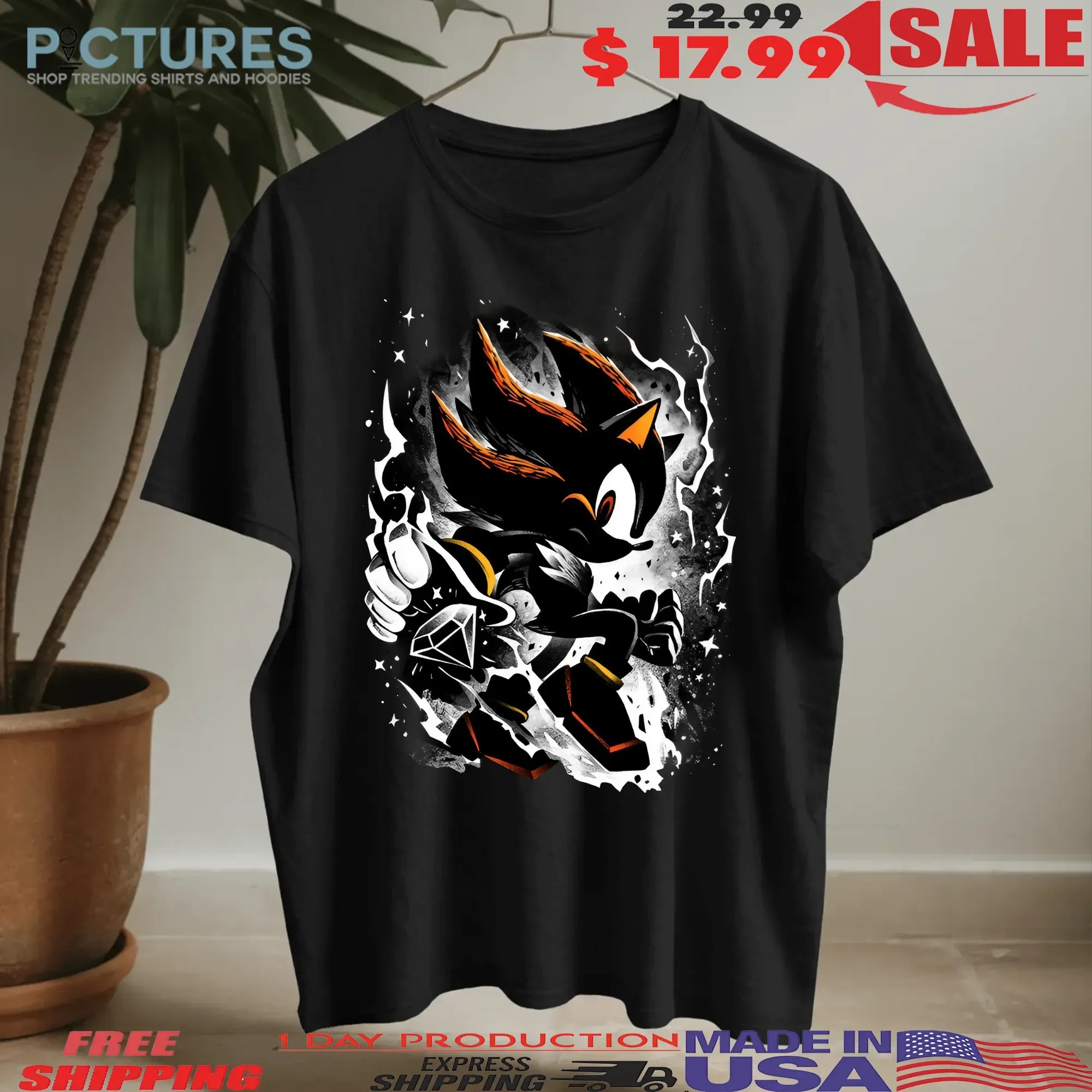 Black Hedgehog Graphic T Shirt