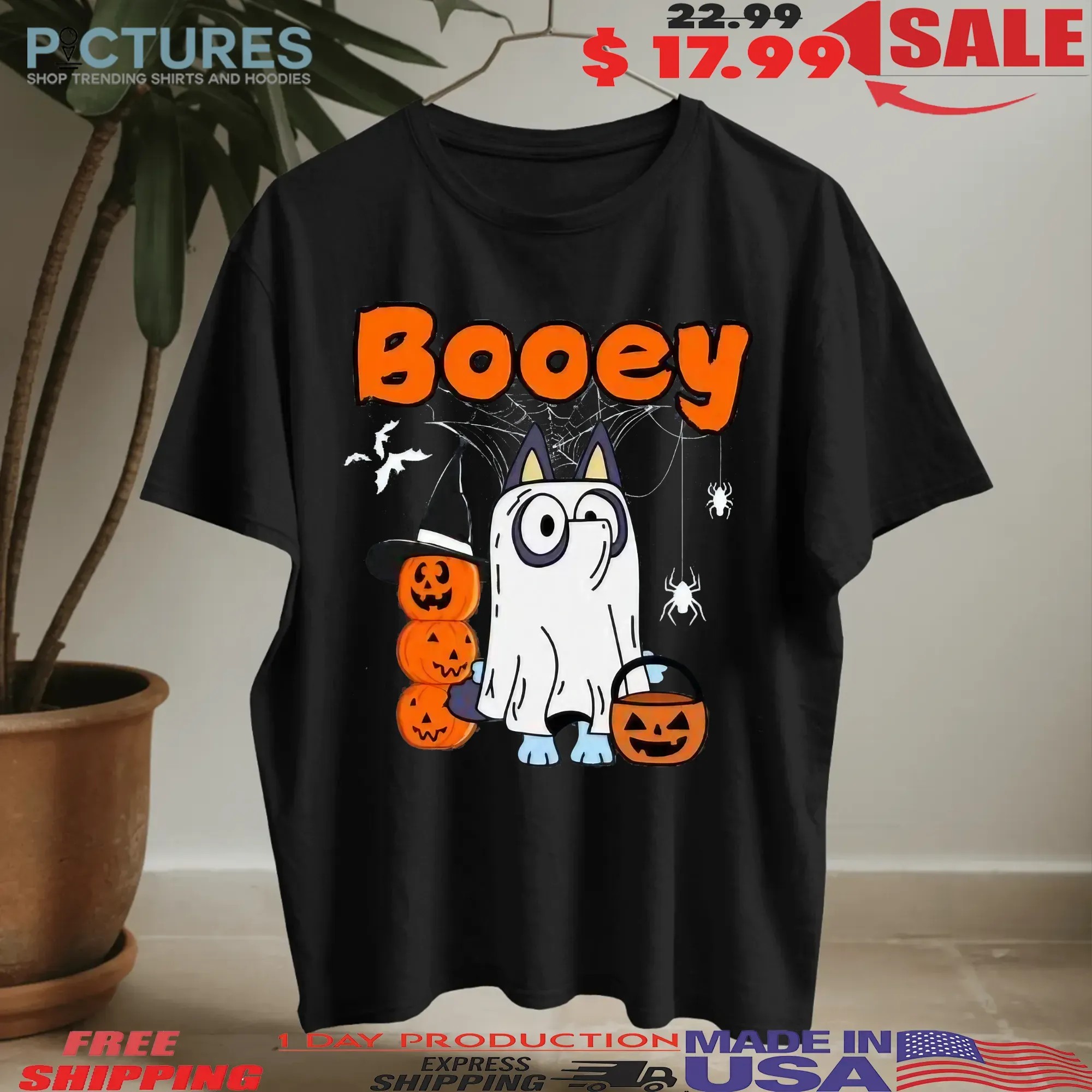 Booey Bluey Pumpkin Halloween Ghost Spooky Season Vibes T Shirt