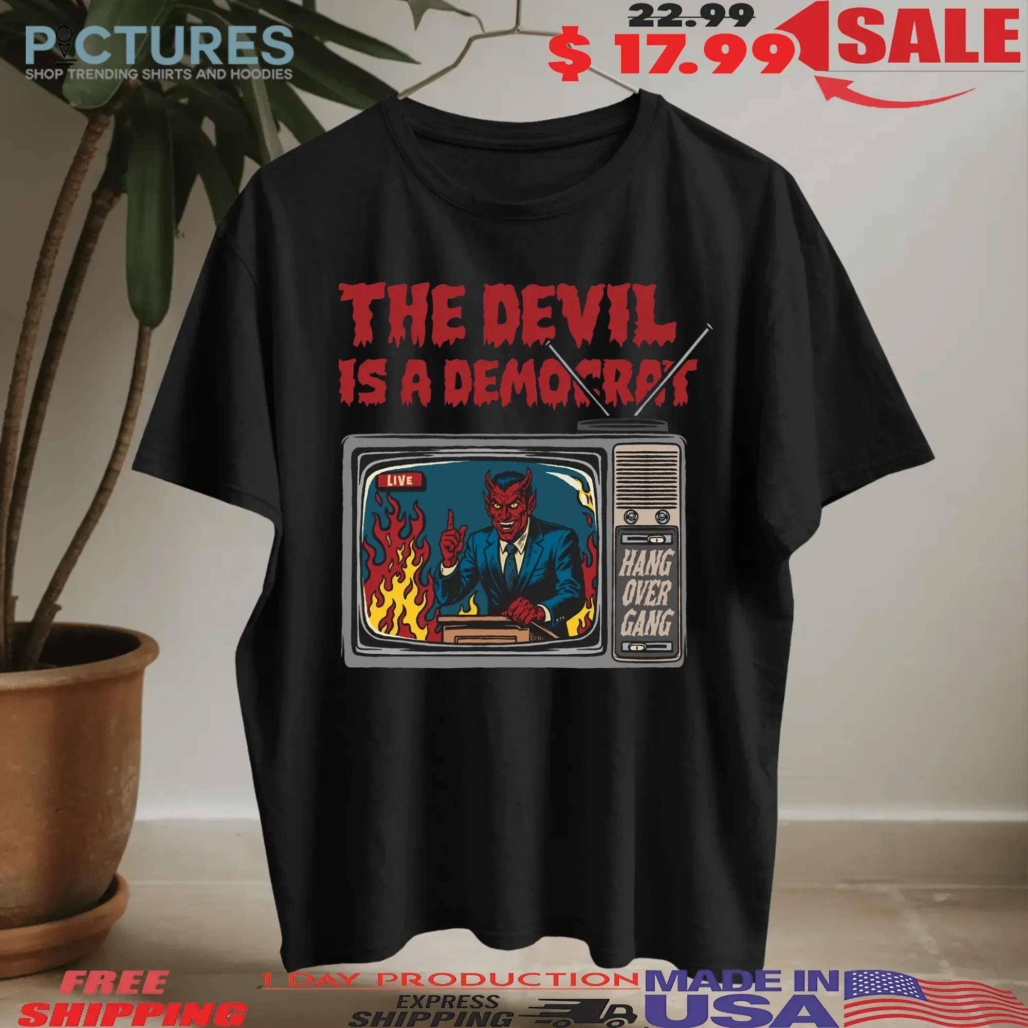 Breaking News On TV The Devil Is A DemoCrat T Shirt