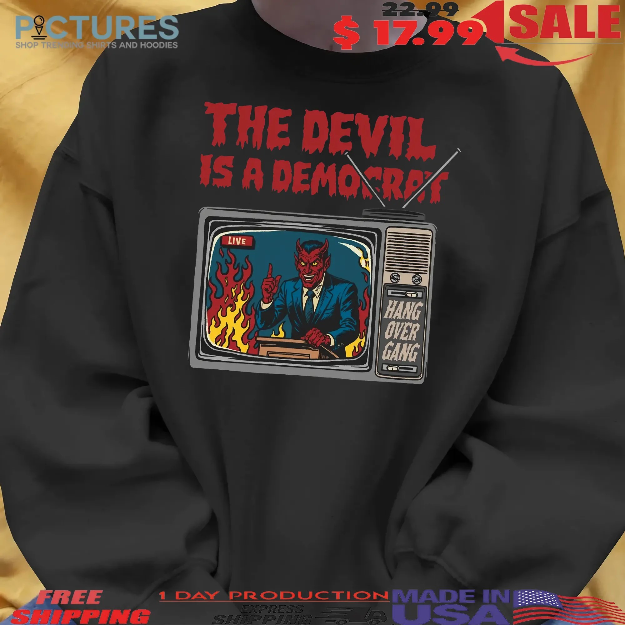 Breaking News On TV The Devil Is A DemoCrat T Shirt