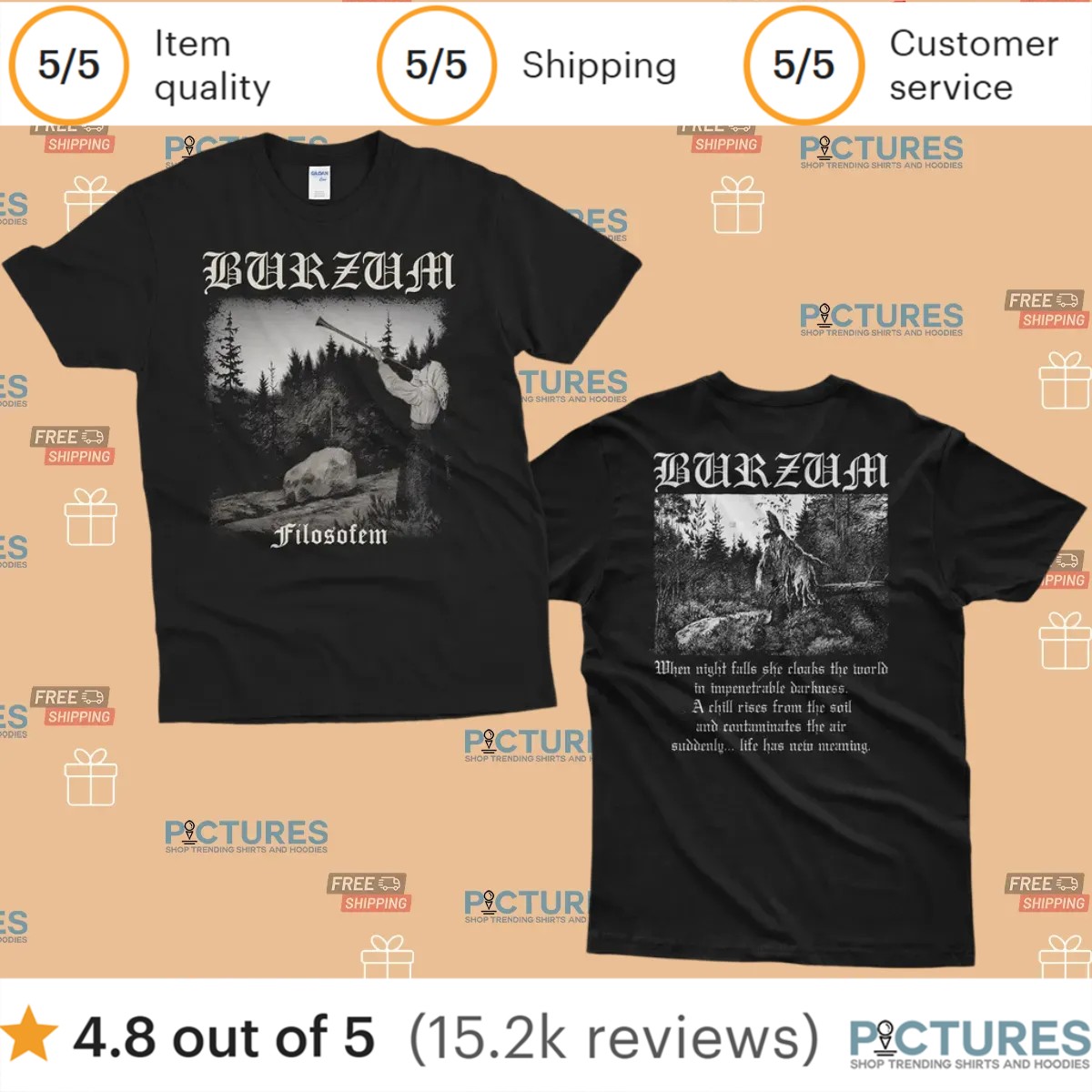 Burzum Filosofem Dunkelheit Lyrics When Night Falls She Cloaks The World In Impenetrable Darkness T Shirt